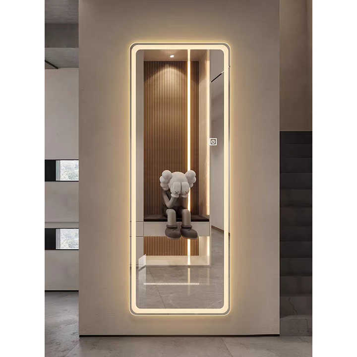 Wholesale Long Backlit Frameless Glass Dressing Bathroom Wall Mirror Illuminated Smart LED Full Length Mirror