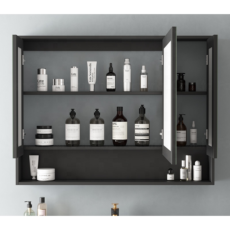 Custom Euro Style Luxury Hotel Bathroom Storage Floating Wall Hung Smart LED Mirror Cabinets