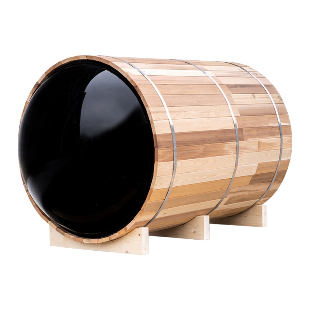 Guangdong Canadian Red Cedar Wooden Traditional Dry Wet Steam Outdoor Barrel Sauna Rooms