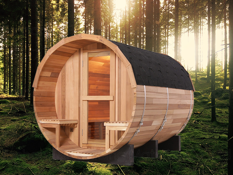 Guangdong Canadian Red Cedar Wooden Traditional Dry Wet Steam Outdoor Barrel Sauna Rooms