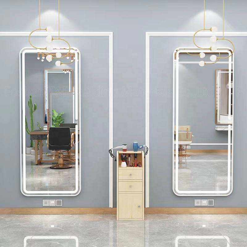 Large Glass Wall Beauty Hair Salon Bathroom Dressing Illuminated Full Body Length Mirror With Led Lights