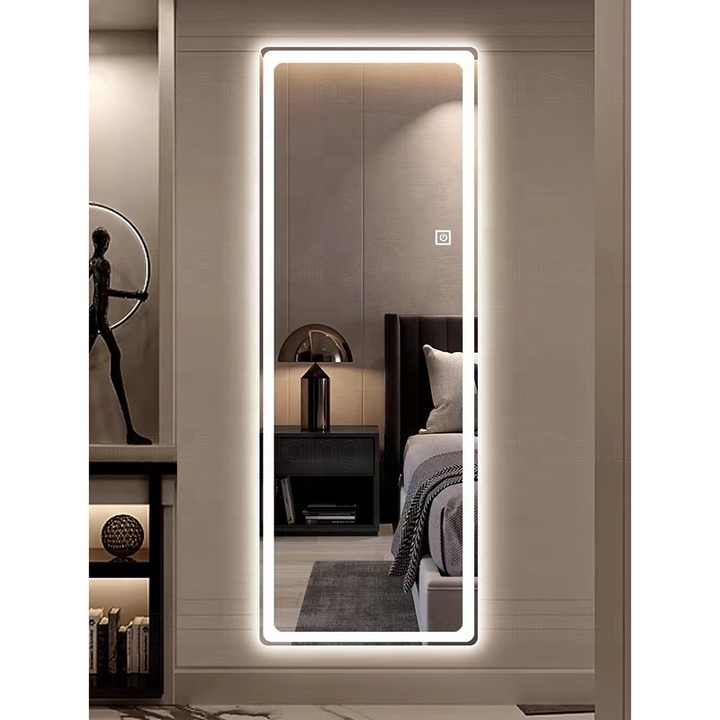 Large Glass Wall Beauty Hair Salon Bathroom Dressing Illuminated Full Body Length Mirror With Led Lights