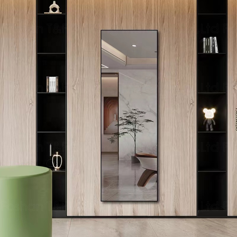 Rectangle Big Black Gold Aluminum Metal Hotel Bedroom LED Full Length Body Wall Framed Dressing Mirrors