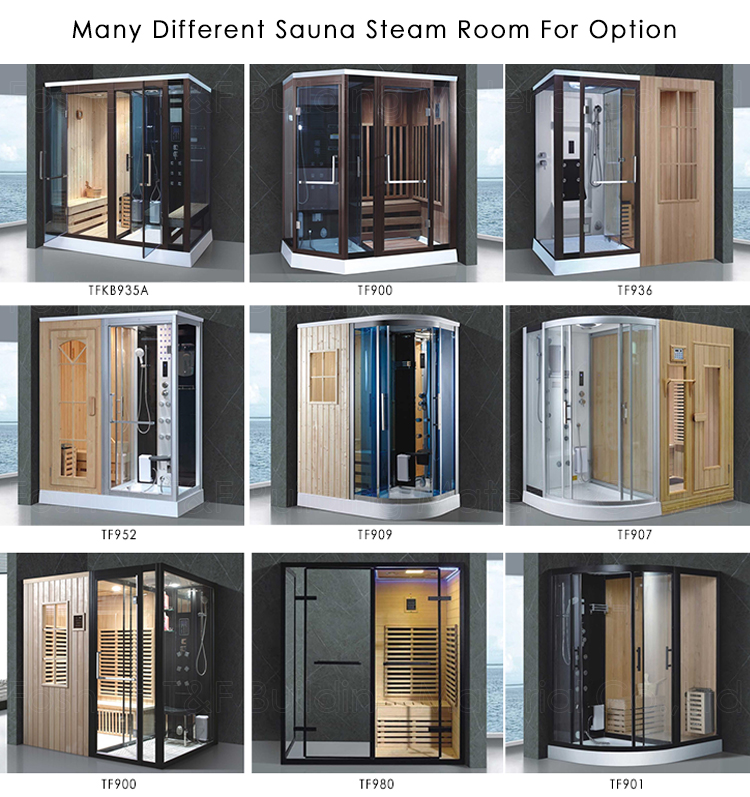 Black Aluminum Frame Massage Bath Shower Steam Sauna Enclosure Steam Shower Room Cabin
