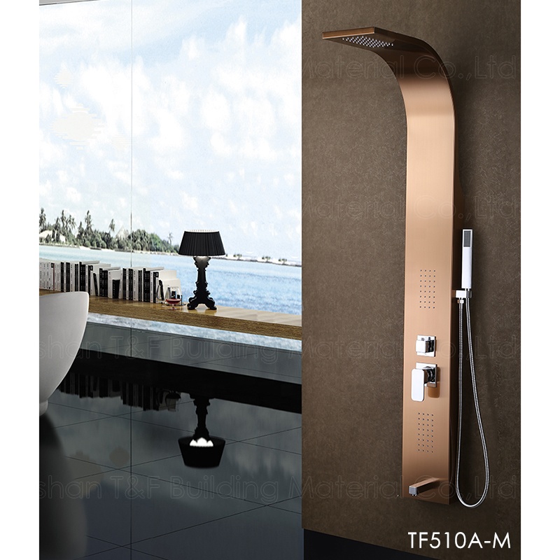 Modern Waterproof Thermostatic Black Waterfall Bathroom Faucet Spa Stainless Steel Shower Panel
