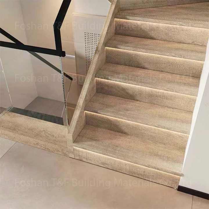 120x30cm Marble Look Stair Tiles Interior Finish Anti Slip Ceramic Stepping Stairs Tiles