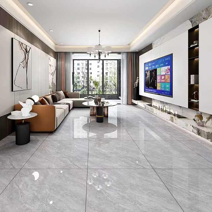 China Glossy Grey Full Glazed Finish Gray Marble Look Price 600x600mm Porcelain Floor Tiles 60x60