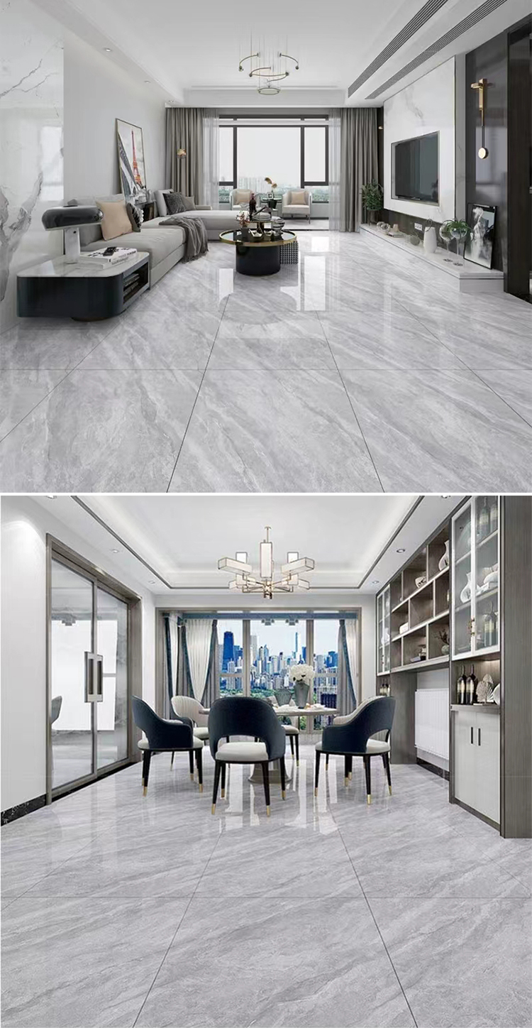 China Glossy Grey Full Glazed Finish Gray Marble Look Price 600x600mm Porcelain Floor Tiles 60x60