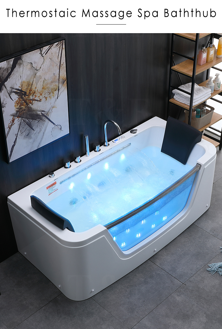 Leakage Protection Hot Tub Bath Led Color Light Jet Whirlpool Waterfall Massage Bathtub