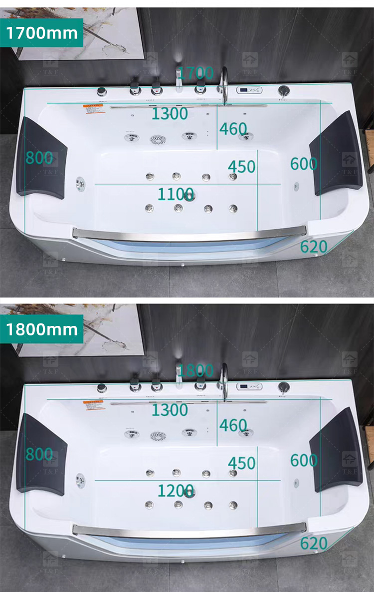 Leakage Protection Hot Tub Bath Led Color Light Jet Whirlpool Waterfall Massage Bathtub