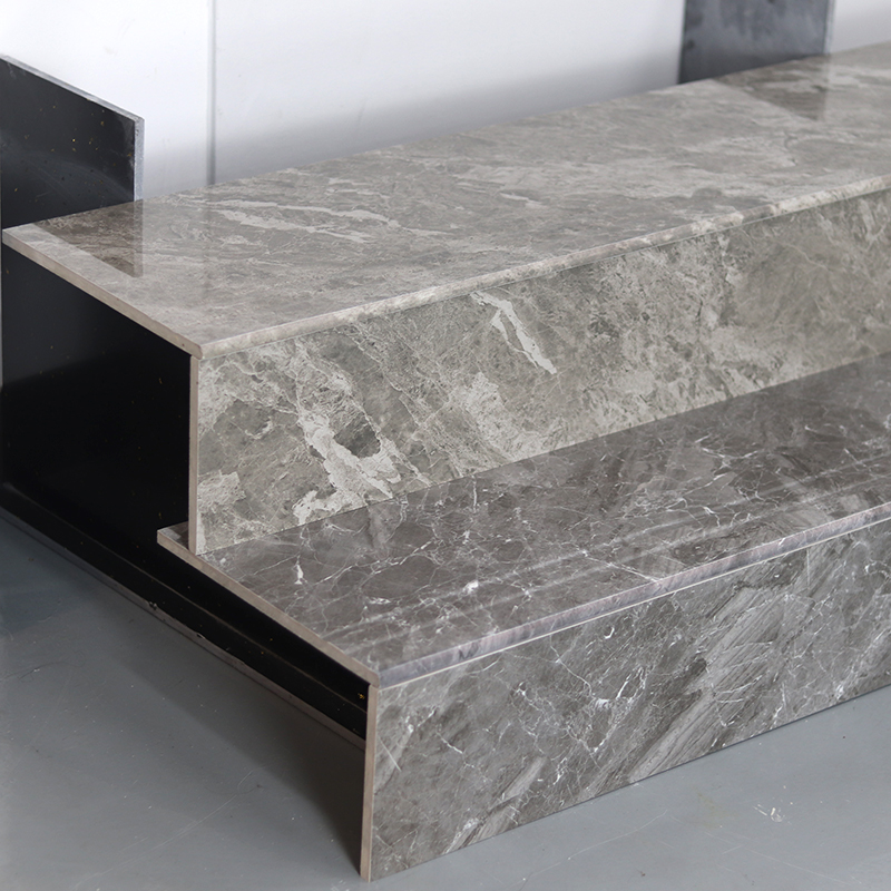 Hot Sale Customized Indoor Staircase Villa Decoration Porcelain Floor Marble Look Stairs Step
