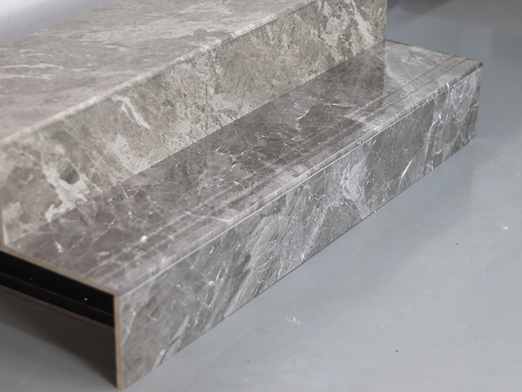Hot Sale Customized Indoor Staircase Villa Decoration Porcelain Floor Marble Look Stairs Step