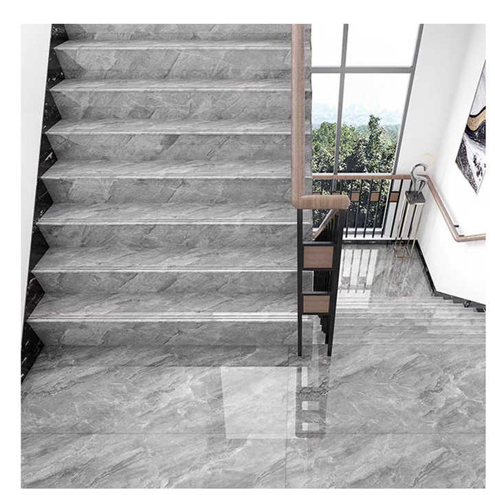 Hot Sale Customized Indoor Staircase Villa Decoration Porcelain Floor Marble Look Stairs Step