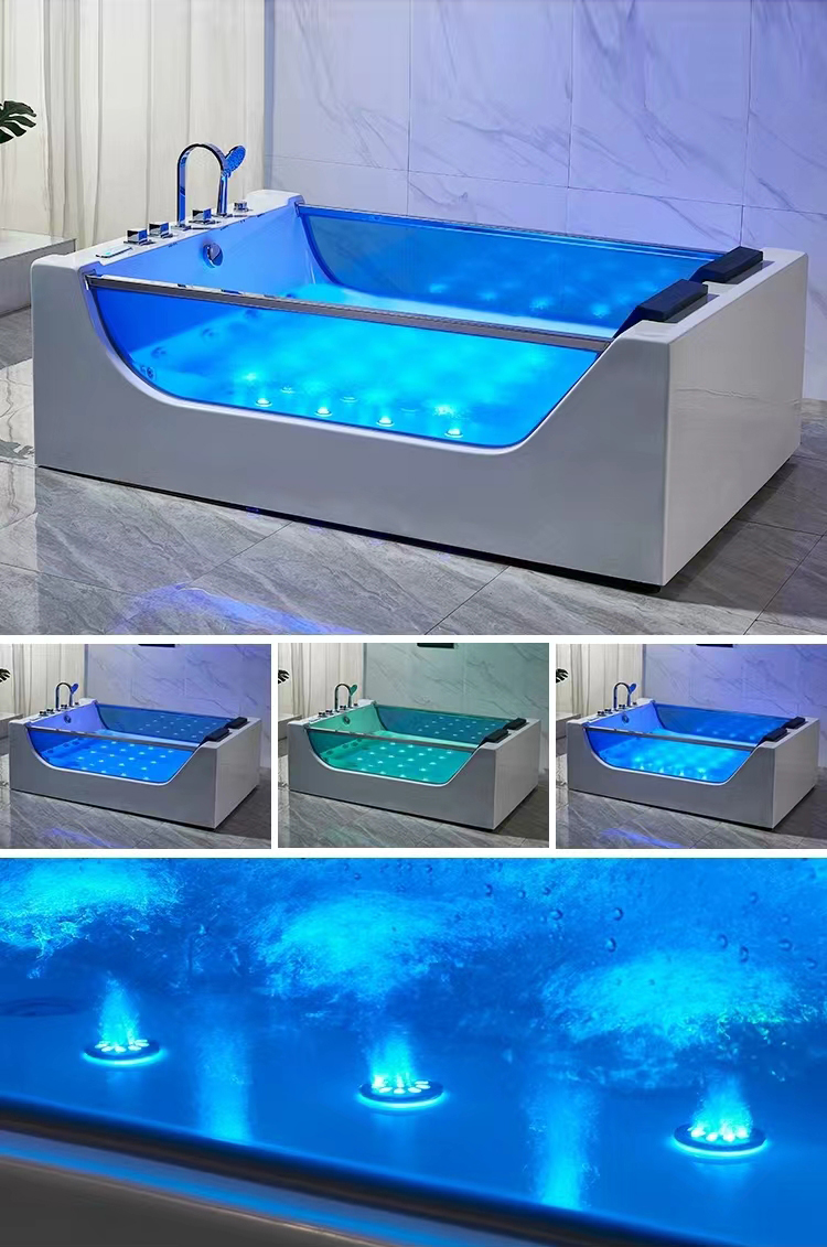 Indoor Two Adult People Freestanding Tub Bath Electric Hydro Whirlpool Massage Bathtub