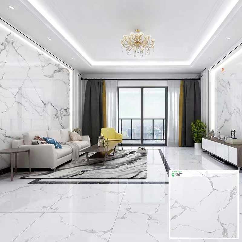 Wholesale 60x60 Polished Glazed Calacatta White Marble Carreaux Maison Floor Tiles for Living Room Porcelain Flooring
