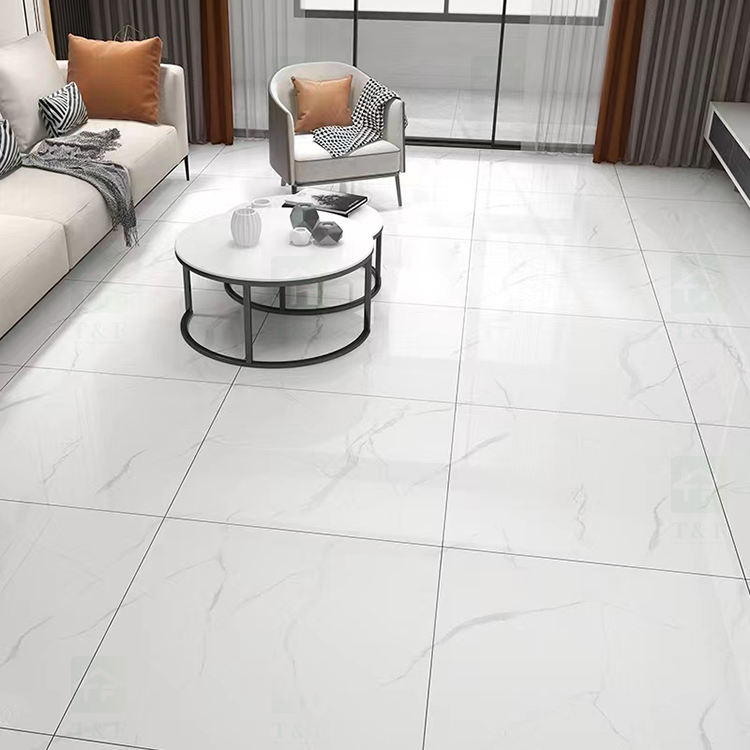 Wholesale 60x60 Polished Glazed Calacatta White Marble Carreaux Maison Floor Tiles for Living Room Porcelain Flooring