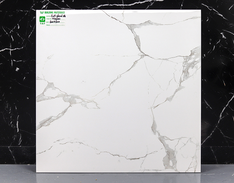 Wholesale 60x60 Polished Glazed Calacatta White Marble Carreaux Maison Floor Tiles for Living Room Porcelain Flooring