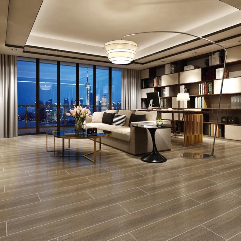 Modern Floor Wood Tiles Matte Surface Wood Like Texture Floor Ceramic Brown Grey Porcelain Wooden Tile