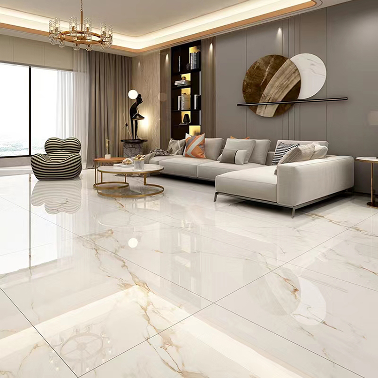 Foshan White Carrelage Porcelanto Marble Floor Porcelain Full Polished Glazed Ceramic Tile