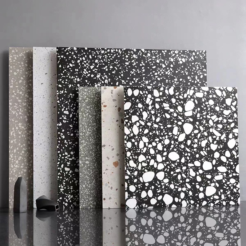 600x600 Matt Finish White Grey Cement Look Porcelain Rustic Restaurant Store Kitchen Floor Terrazzo Tile