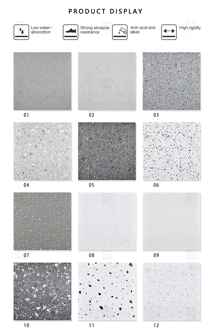 600x600 Matt Finish White Grey Cement Look Porcelain Rustic Restaurant Store Kitchen Floor Terrazzo Tile