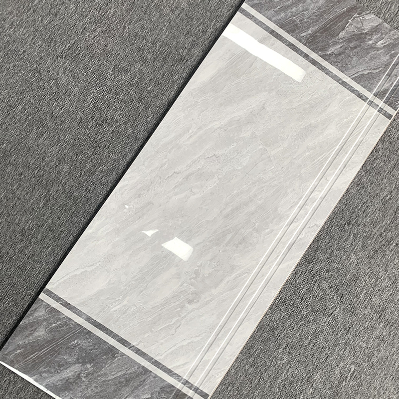 High Glossy Full Body Villa Ceramic Stairs Tiles Grey Marble Look Polished Glazed Ceramic Staircase Step Tiles