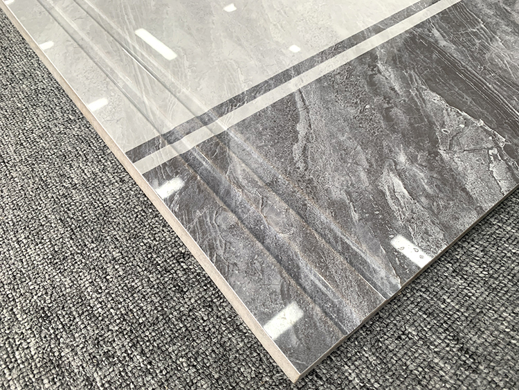 High Glossy Full Body Villa Ceramic Stairs Tiles Grey Marble Look Polished Glazed Ceramic Staircase Step Tiles