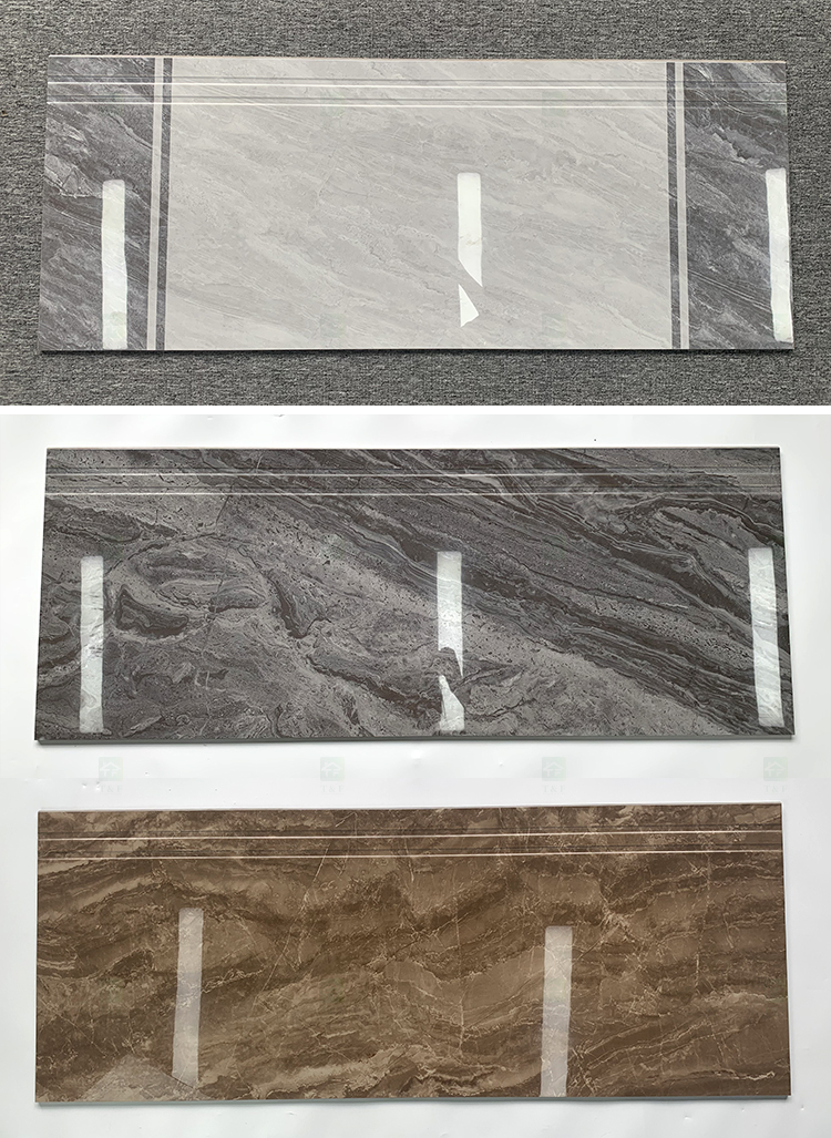 High Glossy Anti Slip Full Body Foshan Marble Look Tiles Glazed Polished Porcelain Indoor Staircase Step Tiles