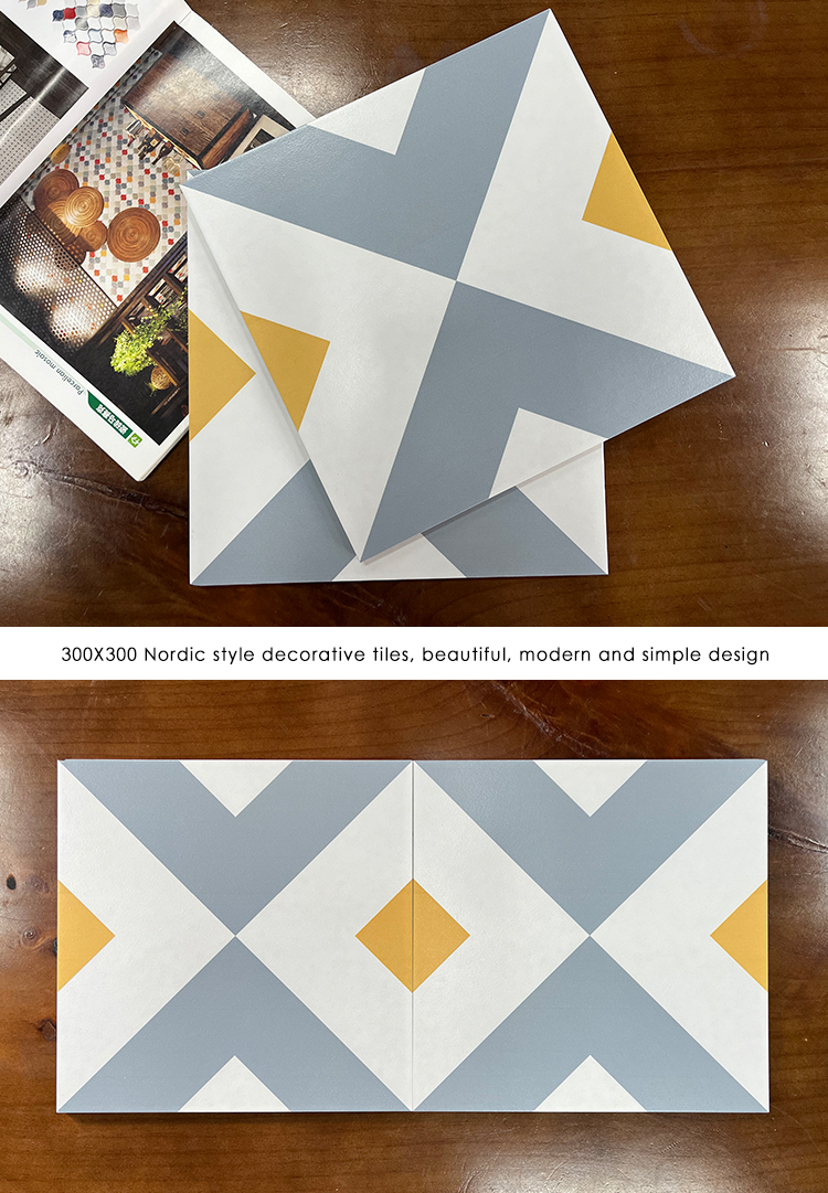 Interior 300 X 300 Colorful Pattern Non Slip Matt Glazed Porcelain Ceramic 3D Art Wall and Floor Tiles