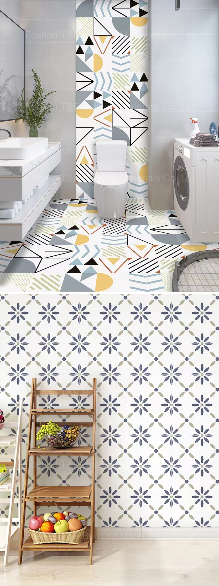 300*300 Nordic Continuous Geometric Colorful Kitchen Wall Cladding Floor Pattern Tile