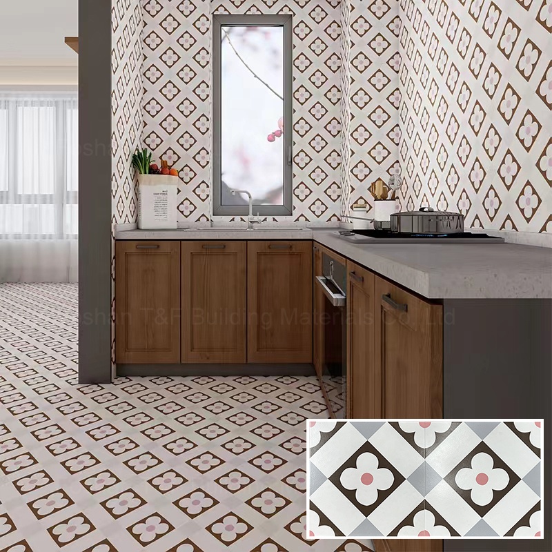 30x30 Nordic Style Small Square Mosaic Flower Porcelain Kitchen Wall Ceramic Balcony Floor Tiles