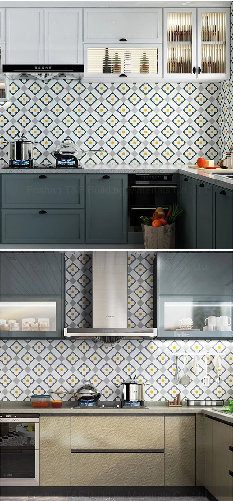 30x30 Nordic Style Small Square Mosaic Flower Porcelain Kitchen Wall Ceramic Balcony Floor Tiles