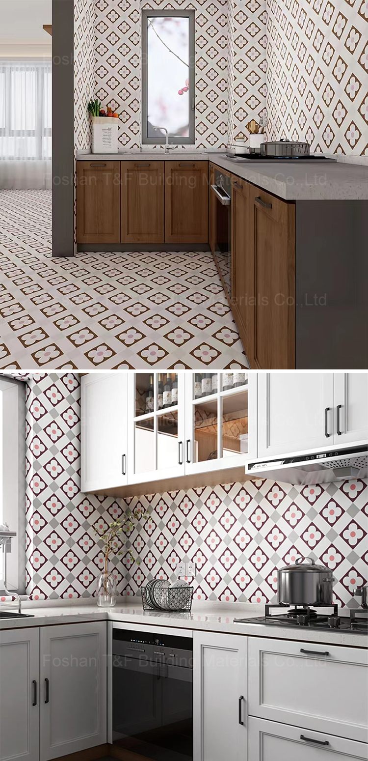 30x30 Nordic Style Small Square Mosaic Flower Porcelain Kitchen Wall Ceramic Balcony Floor Tiles