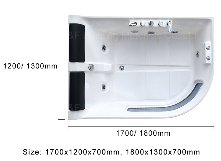 Indoor 2 Person Couple Spa Bath Hydromassage Jetted Tub Air Bubble Massage Corner Bathtub