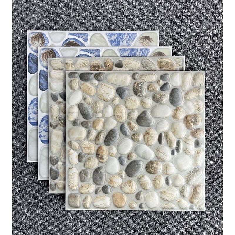 300x300mm Uneven Cobblestone 3D Mold Rustic Matte Glazed Surface Ceramic Outdoor Garden Balcony Bathroom Shower Floor Tile