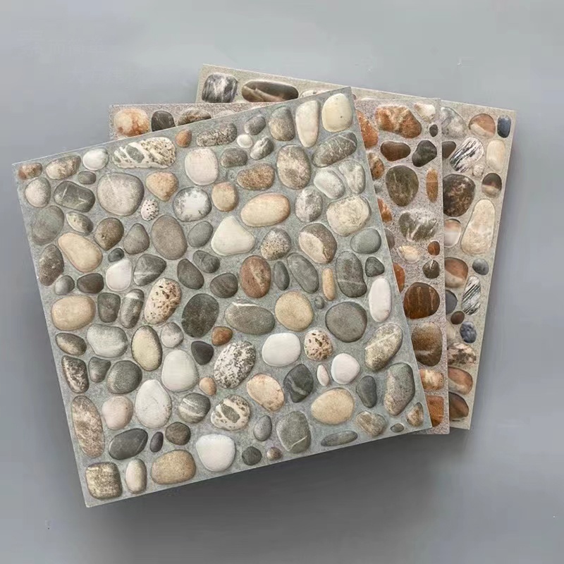 300x300mm Uneven Cobblestone 3D Mold Rustic Matte Glazed Surface Ceramic Outdoor Garden Balcony Bathroom Shower Floor Tile