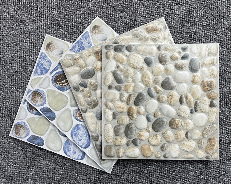 300x300mm Uneven Cobblestone 3D Mold Rustic Matte Glazed Surface Ceramic Outdoor Garden Balcony Bathroom Shower Floor Tile