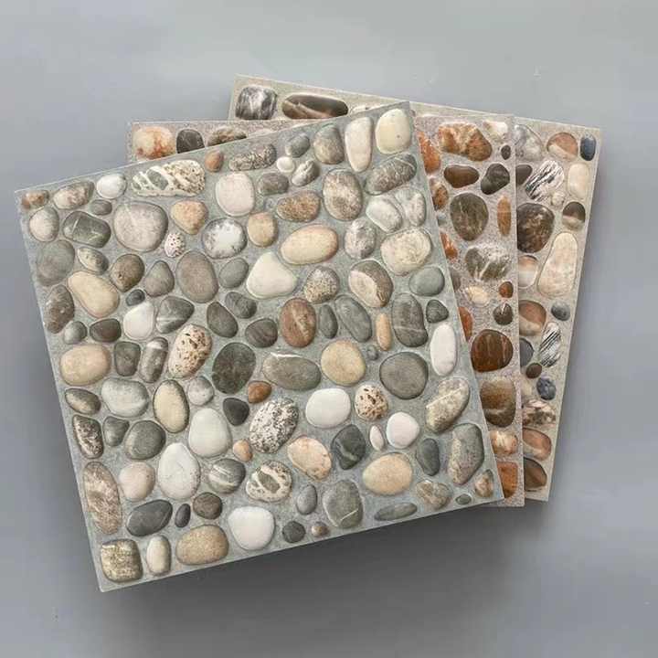 300x300mm Uneven Cobblestone 3D Mold Rustic Matte Glazed Surface Ceramic Outdoor Garden Balcony Bathroom Shower Floor Tile