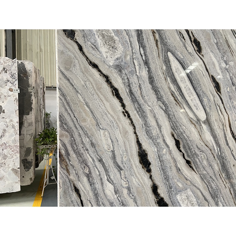 Luxury Big Thick Wall Decor Marble Blue Serpentine Calcite Natural Marble Stone Slab Rack Blue River Marble
