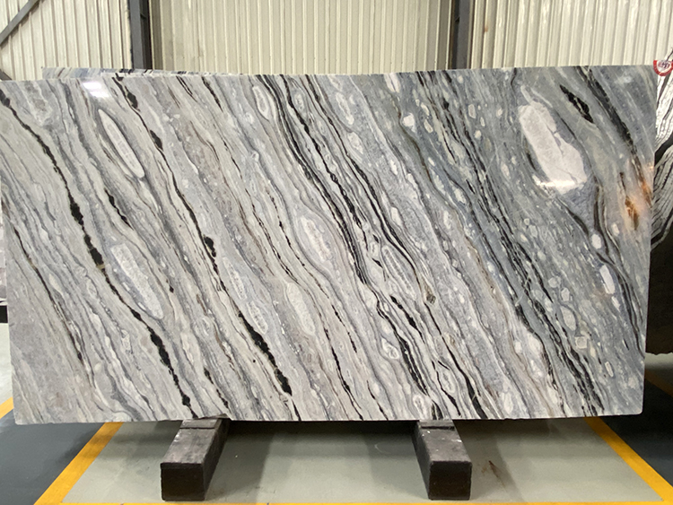 Luxury Big Thick Wall Decor Marble Blue Serpentine Calcite Natural Marble Stone Slab Rack Blue River Marble