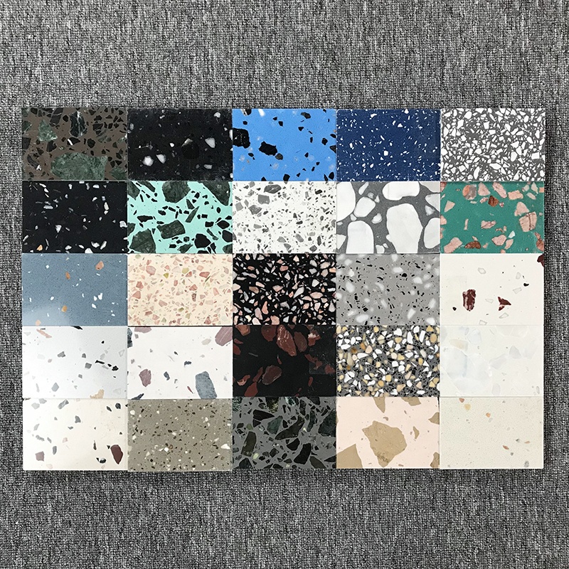 Big Thick Floor Terrazzo Tiles 30x30 Engineered Quartz Stone Terrazzo Slab Samples With Color Spots