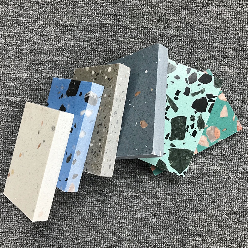 Big Thick Floor Terrazzo Tiles 30x30 Engineered Quartz Stone Terrazzo Slab Samples With Color Spots