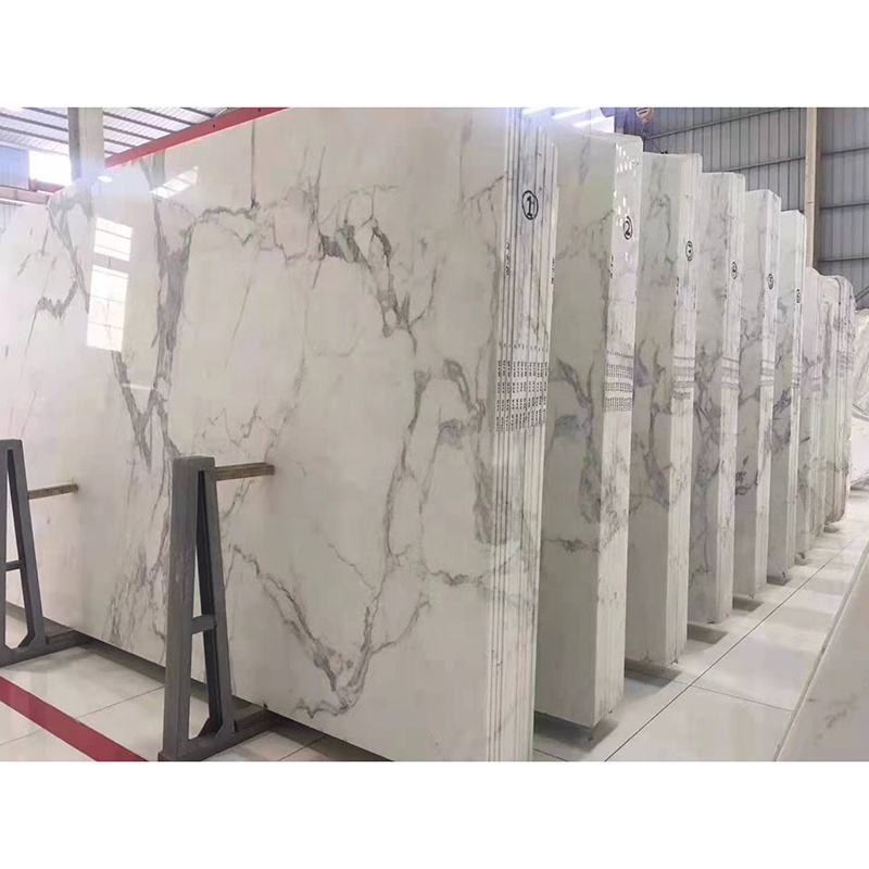 China Wholesale Polished Natural Floor Stone Countertop Price Carrara White Marble Quartz Big Slab for Project