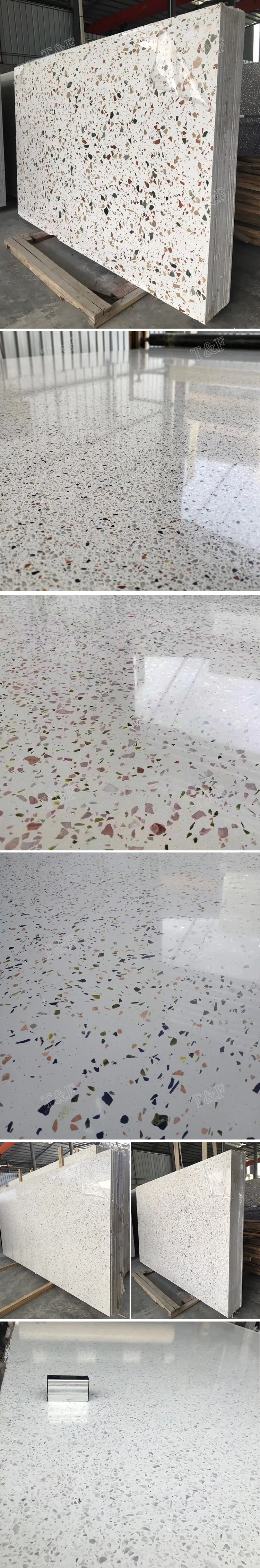 Colorful Artificial Granite Stone Glass Flakes Terrazo Table Flooring Tile Precast Terrazzo