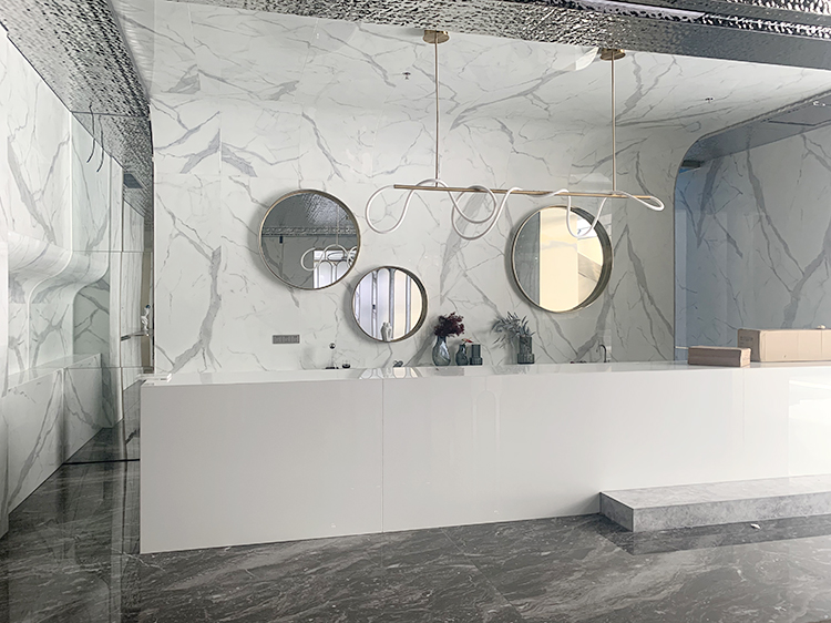 Foshan Phoenix Crystal White Dining Table Artificial Marble Stone Slabs Tiles for Floor and Wall