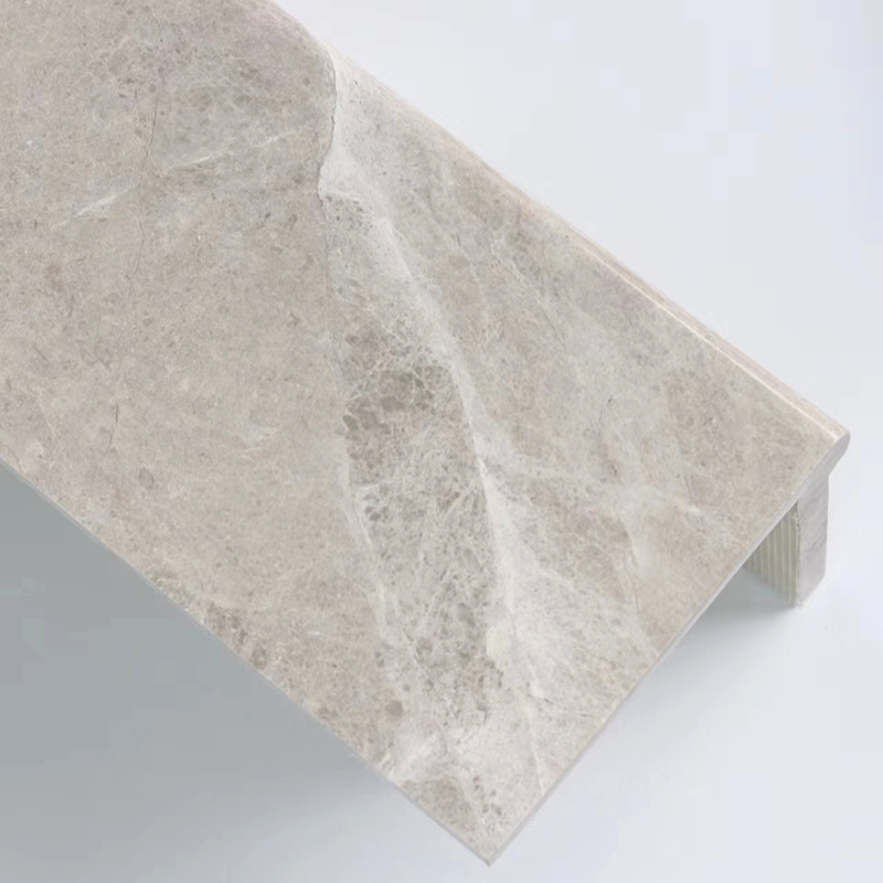 Non Slip Natural Stone Marble Steps LED Light Grey Marble Stair Treads and Risers