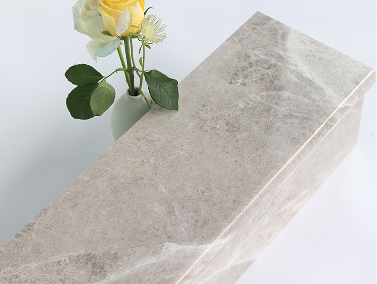 Non Slip Natural Stone Marble Steps LED Light Grey Marble Stair Treads and Risers