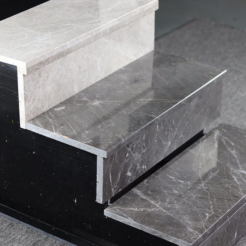 Customized Hotel Villa Grey Natural Stone Marble Stairs Price Marble Stone Staircase Steps