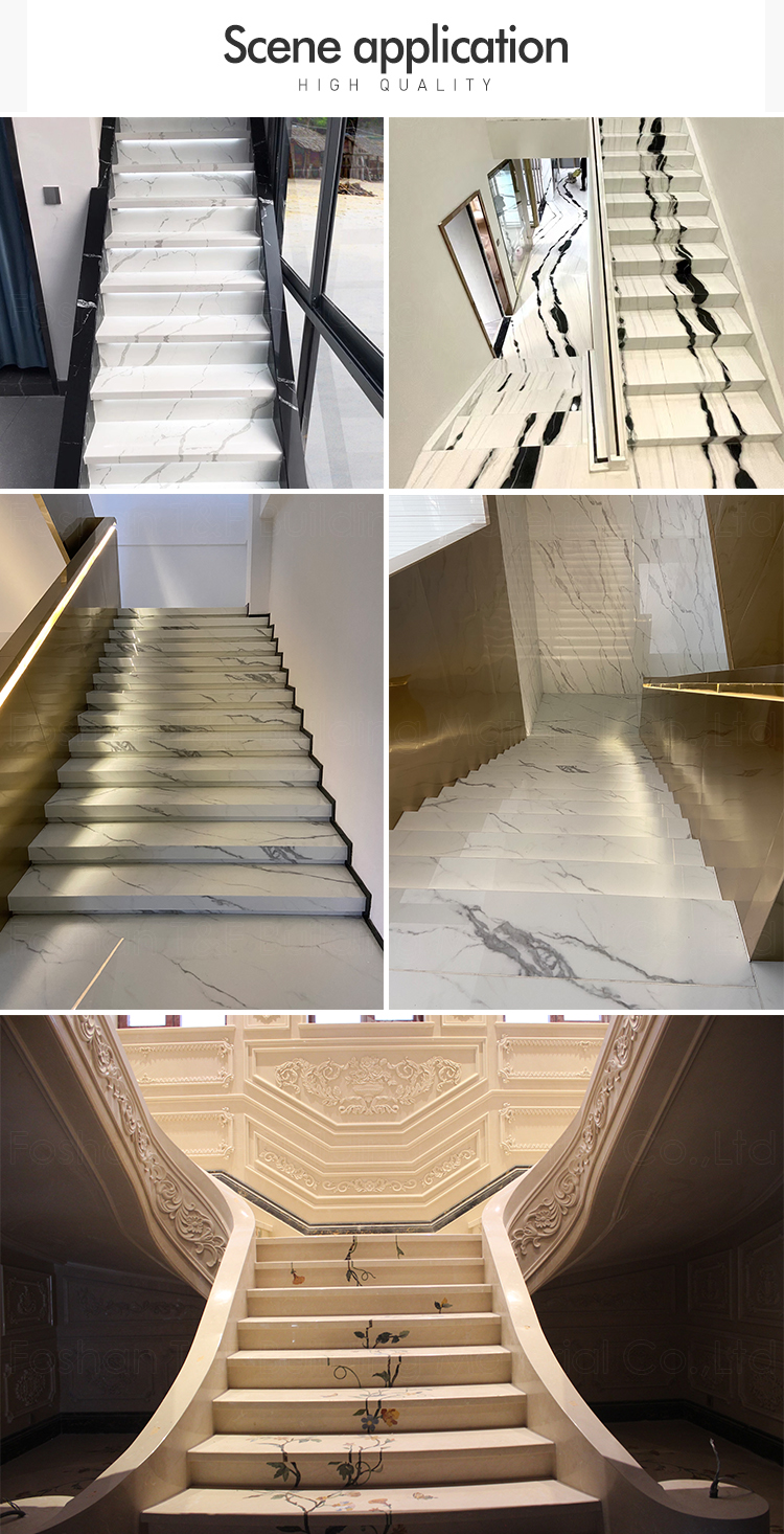 Customized Hotel Villa Grey Natural Stone Marble Stairs Price Marble Stone Staircase Steps