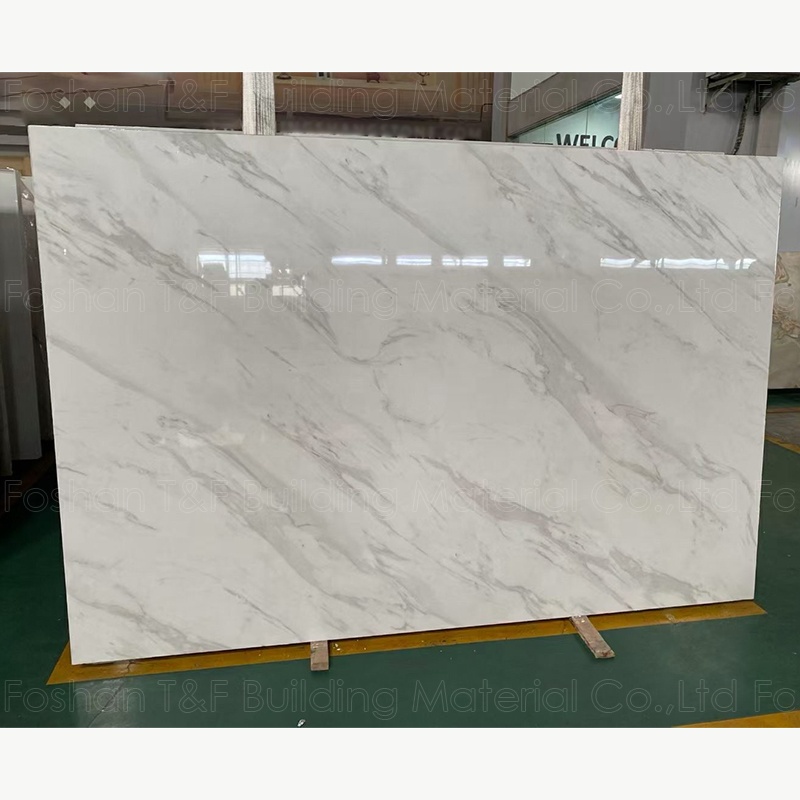 Guangdong Glossy Sheet White Kitchen Island Table Top Veneer Calcatta Artificial Stone Slabs